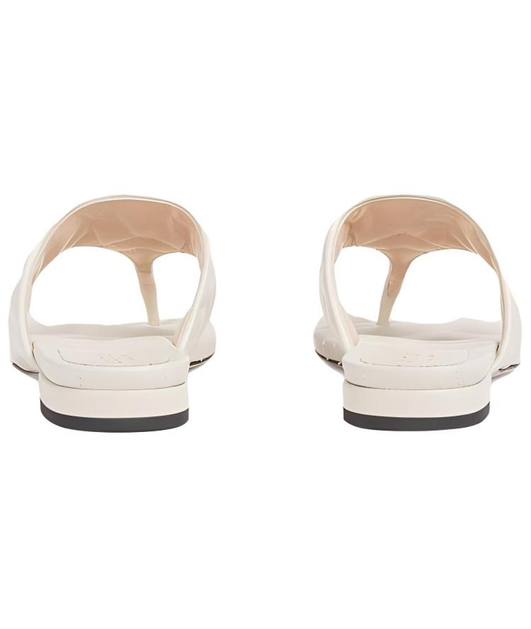 GUCCI Белые кожаные шлепанцы, фото 5