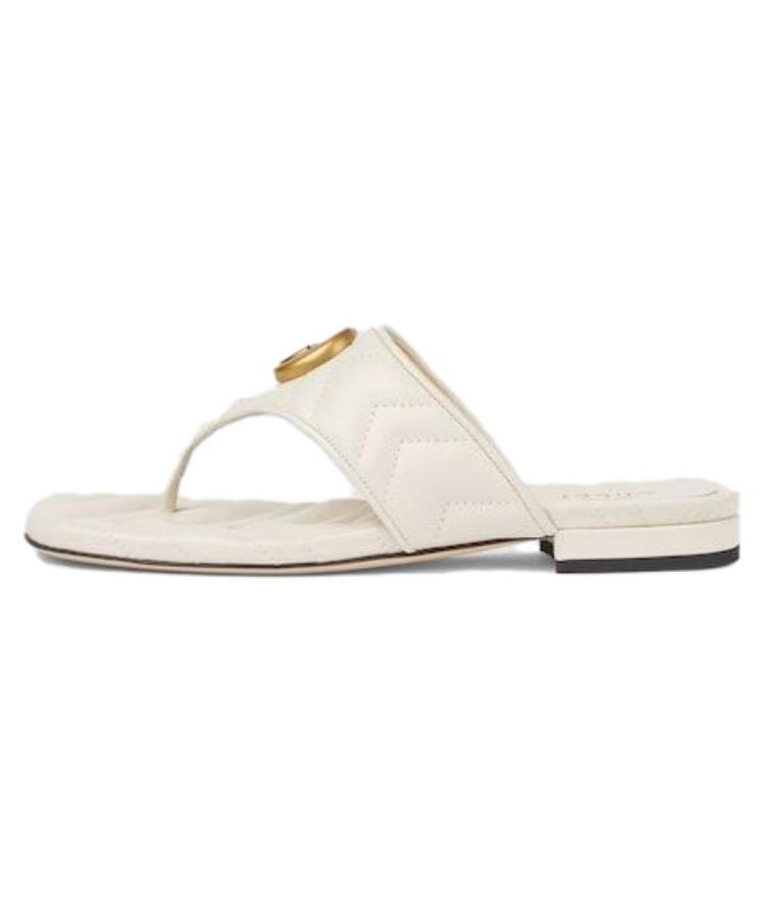 GUCCI Белые кожаные шлепанцы, фото 2