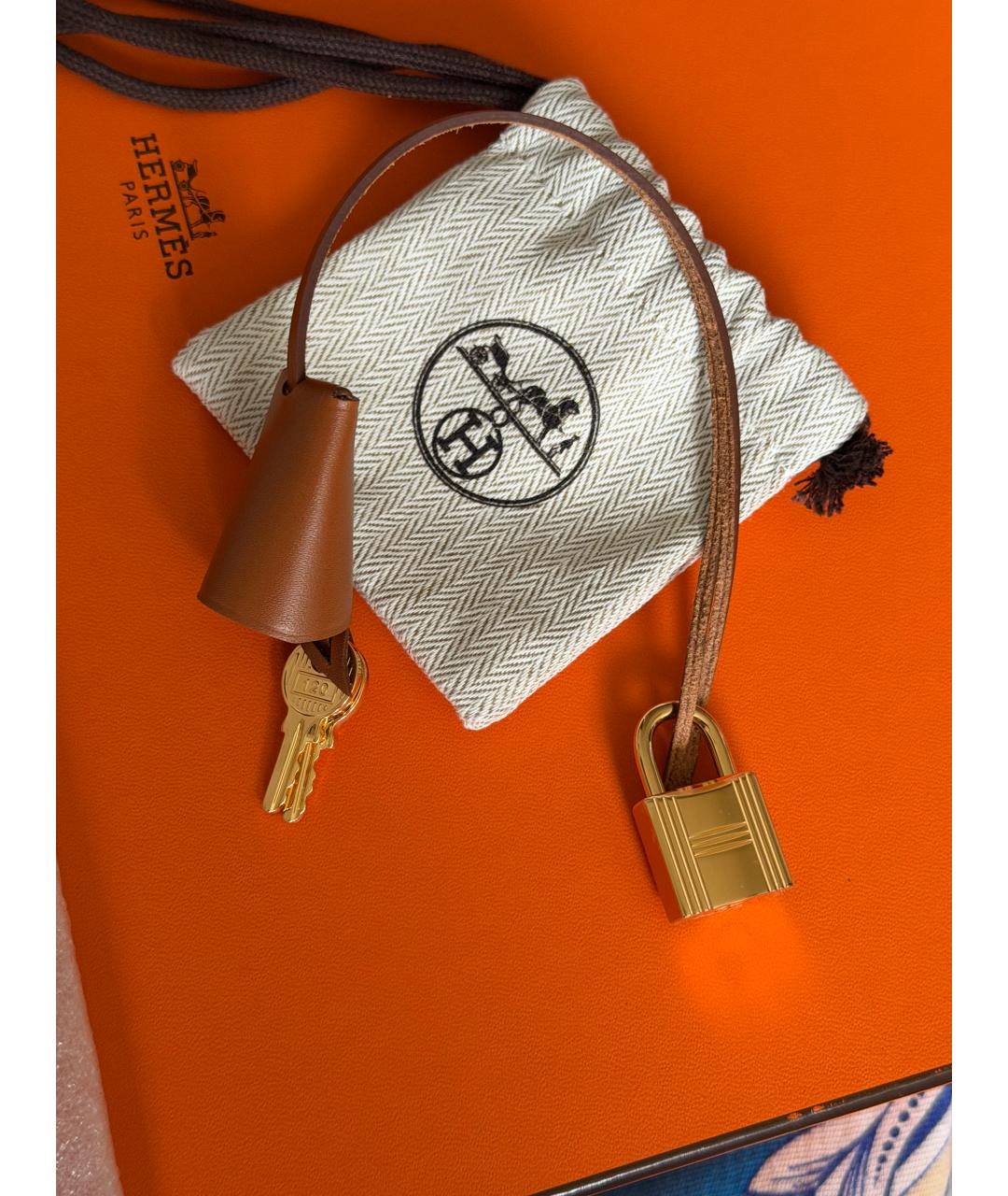 HERMES Бежевая тканевая сумка через плечо, фото 8