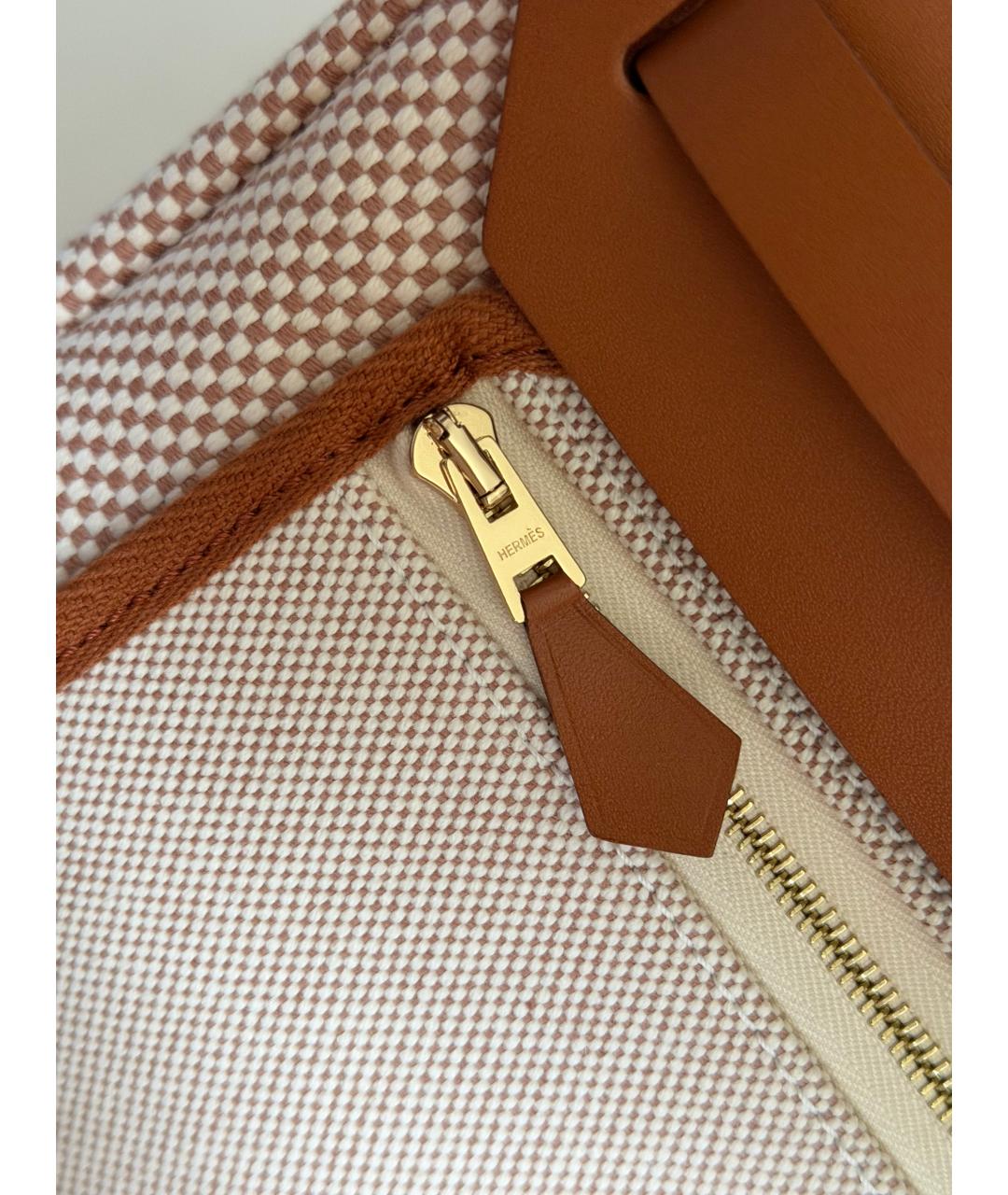 HERMES Бежевая тканевая сумка через плечо, фото 9