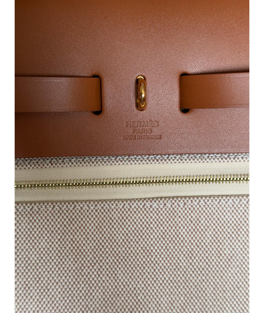 HERMES Бежевая тканевая сумка через плечо, фото 3