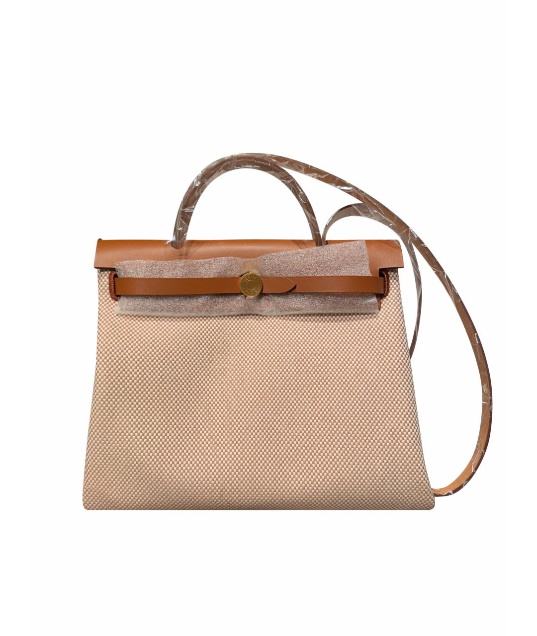 HERMES Бежевая тканевая сумка через плечо, фото 1