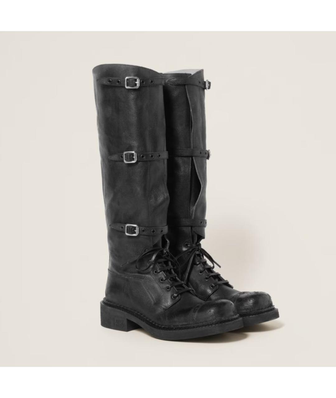 MIU MIU Антрацитовые кожаные ботинки, фото 5