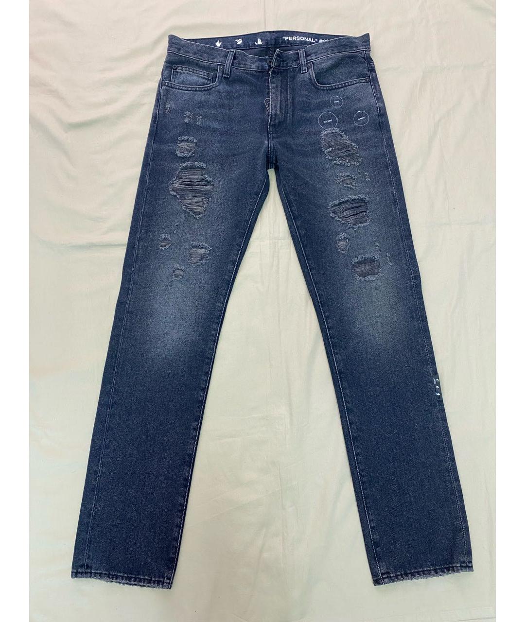 OFF-WHITE Серые хлопковые джинсы скинни, фото 7