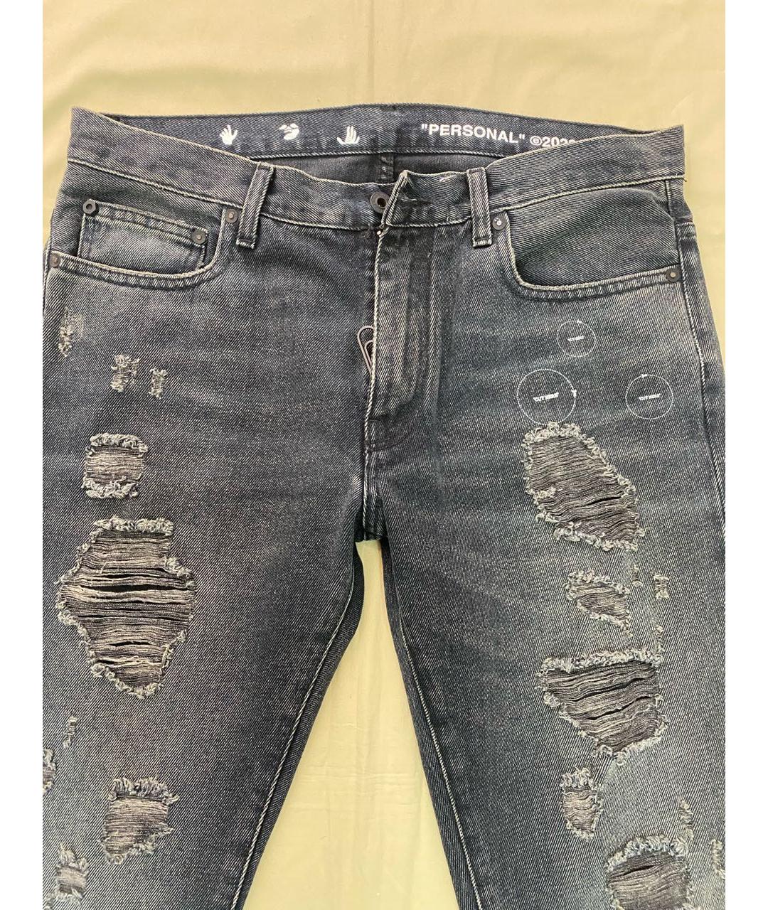 OFF-WHITE Серые хлопковые джинсы скинни, фото 3