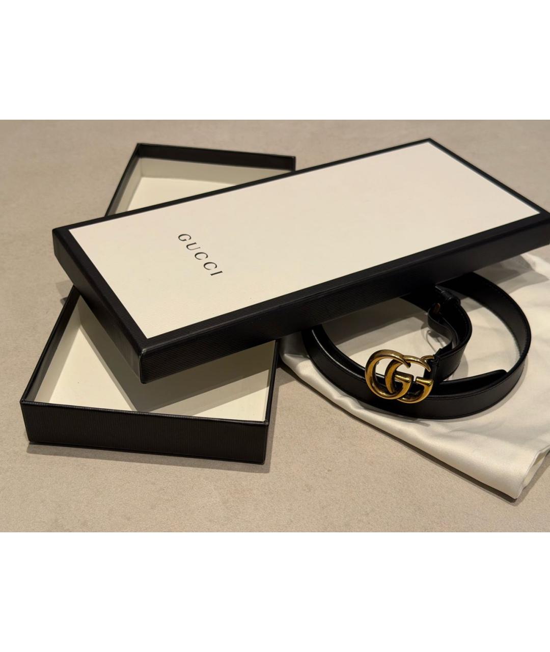 GUCCI Черный кожаный ремень, фото 3