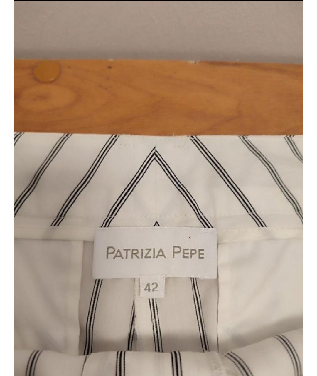 PATRIZIA PEPE Белые хлопко-эластановые брюки узкие, фото 3