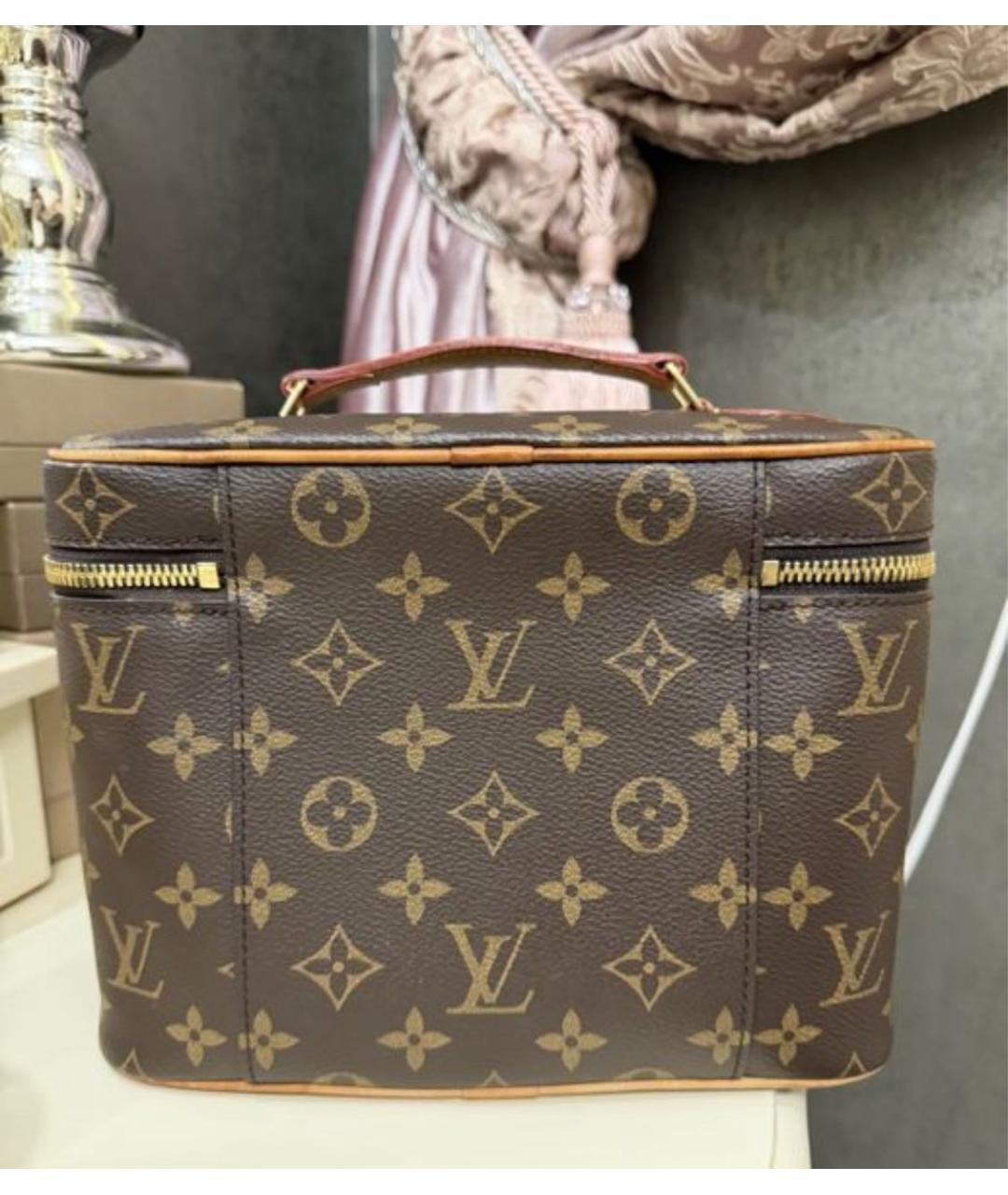 LOUIS VUITTON Коричневая кожаная косметичка, фото 3