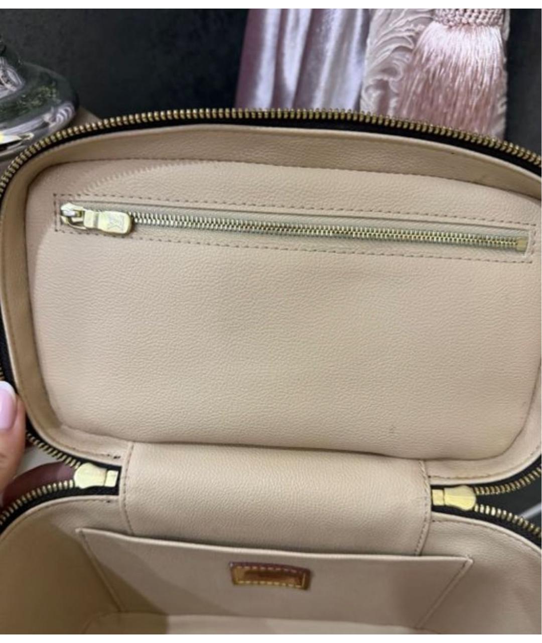 LOUIS VUITTON Коричневая кожаная косметичка, фото 4