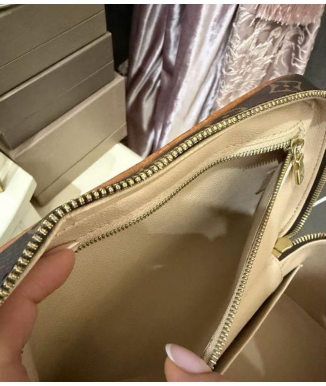 LOUIS VUITTON Коричневая кожаная косметичка, фото 7