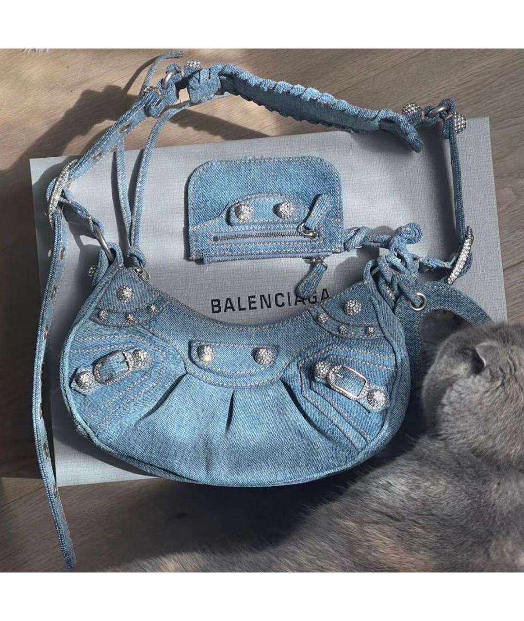 BALENCIAGA Голубая деним сумка через плечо, фото 4