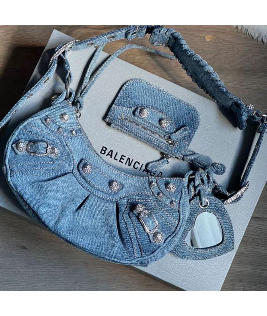 BALENCIAGA Голубая деним сумка через плечо, фото 2