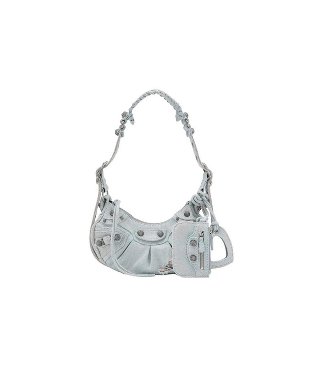 BALENCIAGA Голубая деним сумка через плечо, фото 5