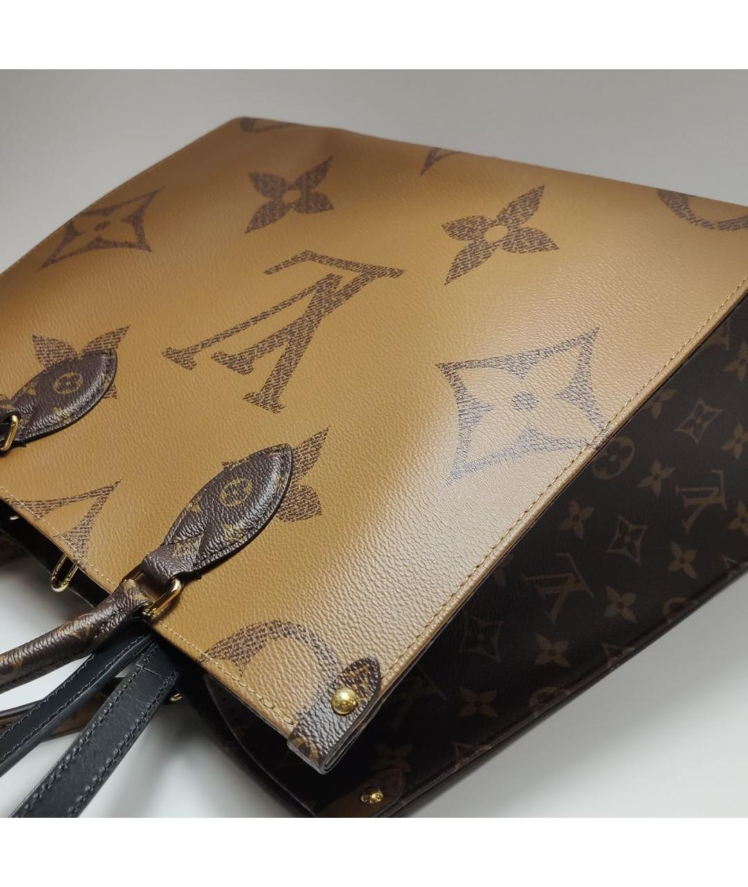 LOUIS VUITTON Коричневая кожаная сумка тоут, фото 7