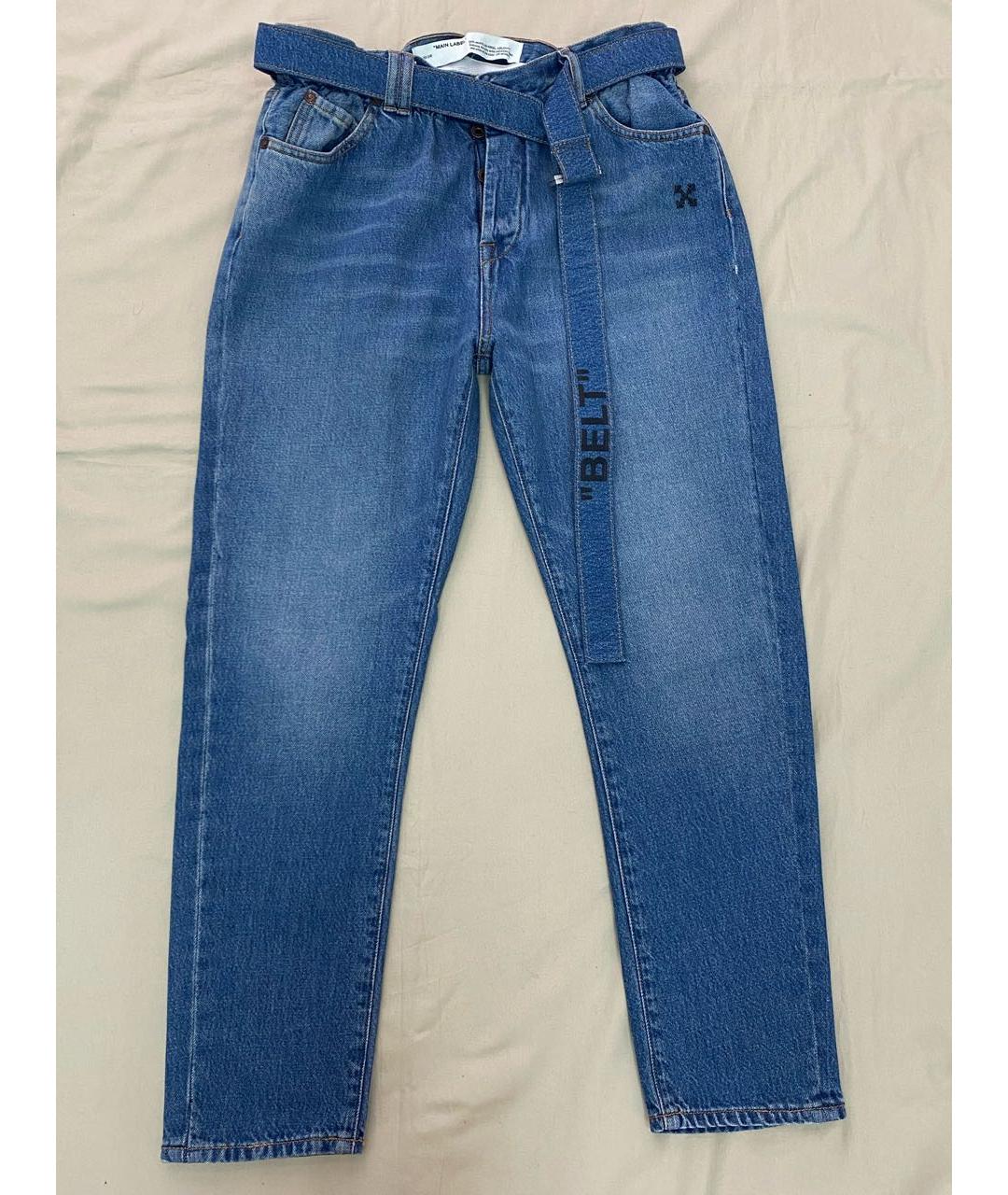 OFF-WHITE Голубые хлопковые джинсы скинни, фото 9