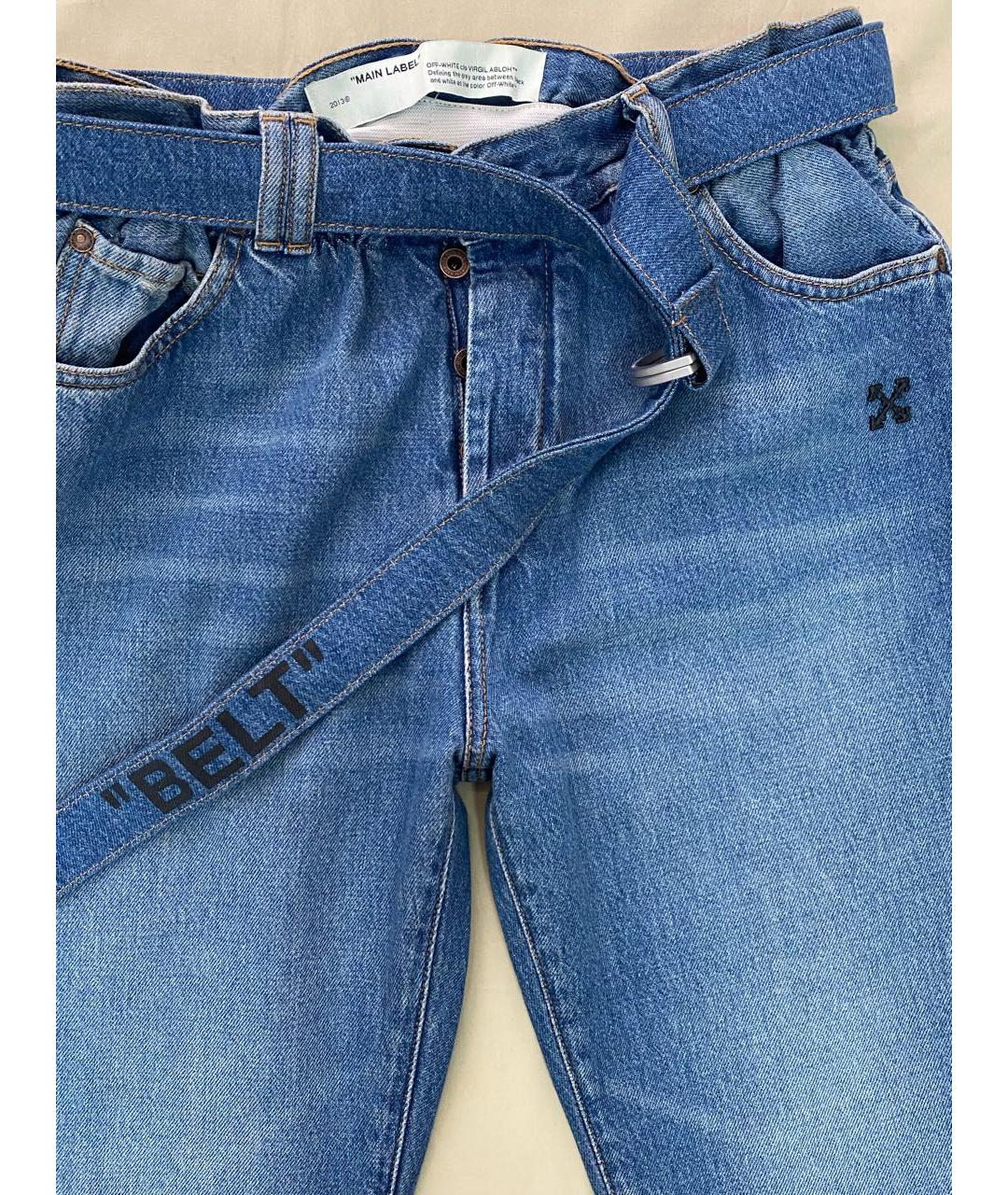 OFF-WHITE Голубые хлопковые джинсы скинни, фото 3