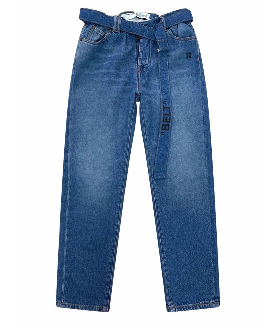 OFF-WHITE Голубые хлопковые джинсы скинни, фото 1