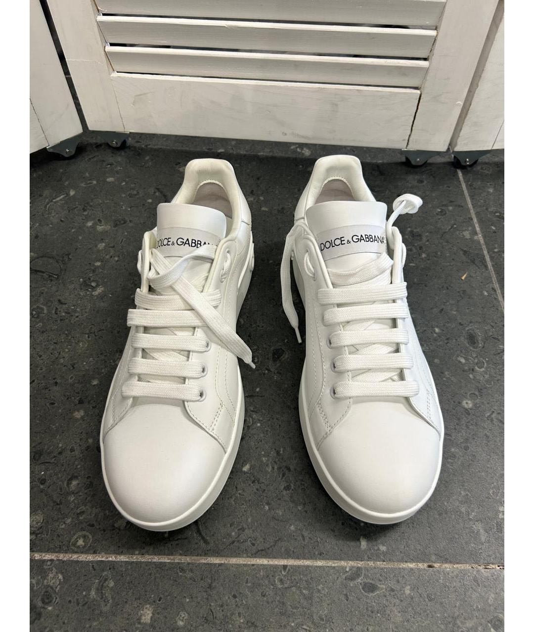 DOLCE&GABBANA Белые кожаные низкие кроссовки / кеды, фото 2