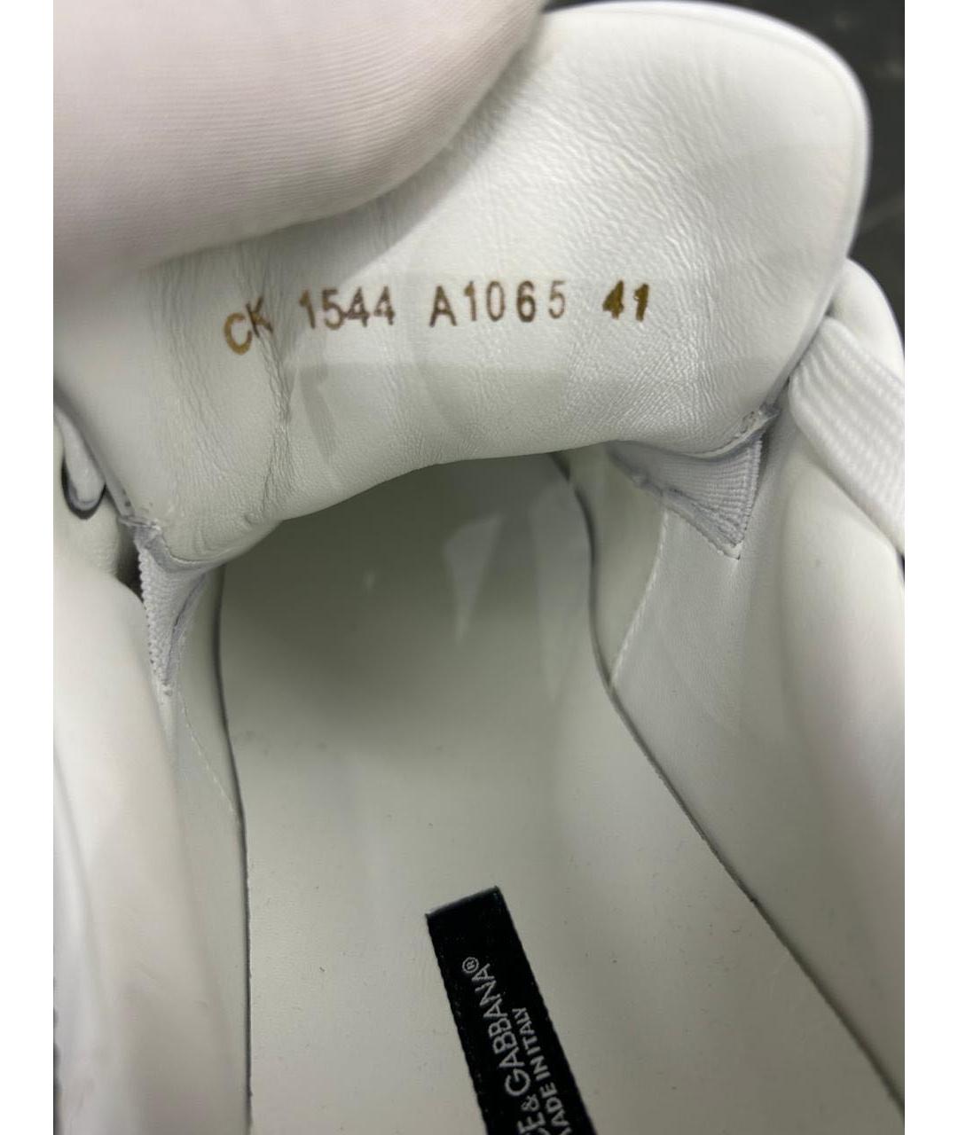 DOLCE&GABBANA Белые кожаные низкие кроссовки / кеды, фото 7