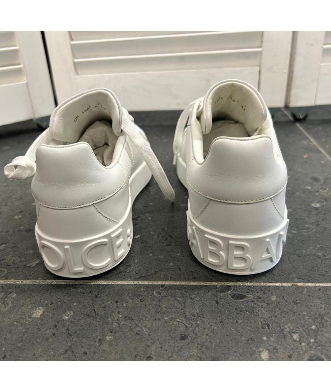 DOLCE&GABBANA Белые кожаные низкие кроссовки / кеды, фото 6