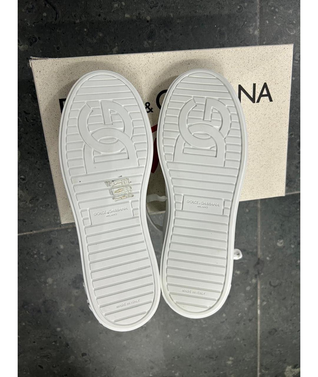 DOLCE&GABBANA Белые кожаные низкие кроссовки / кеды, фото 3