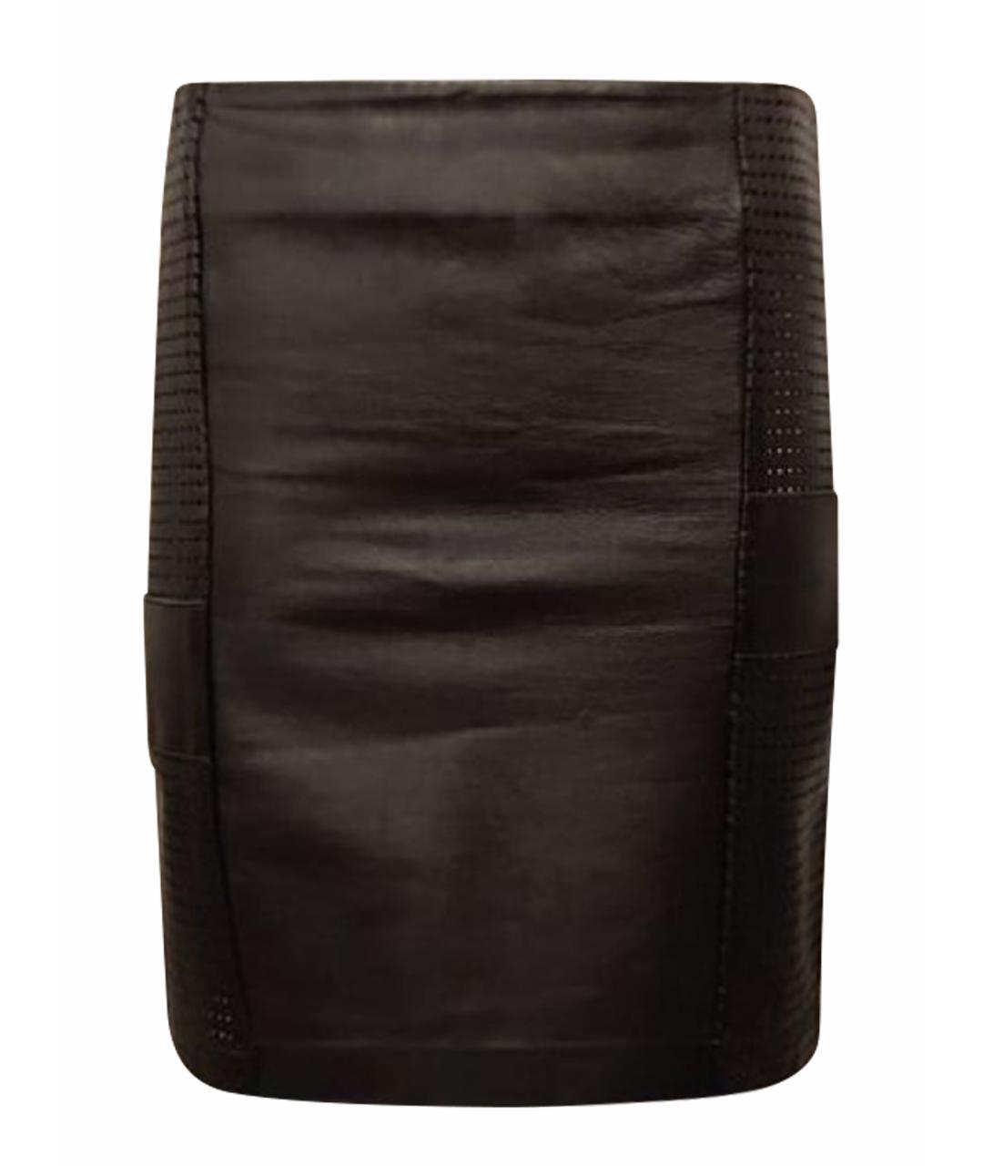 PINKO Черная кожаная юбка мини, фото 1