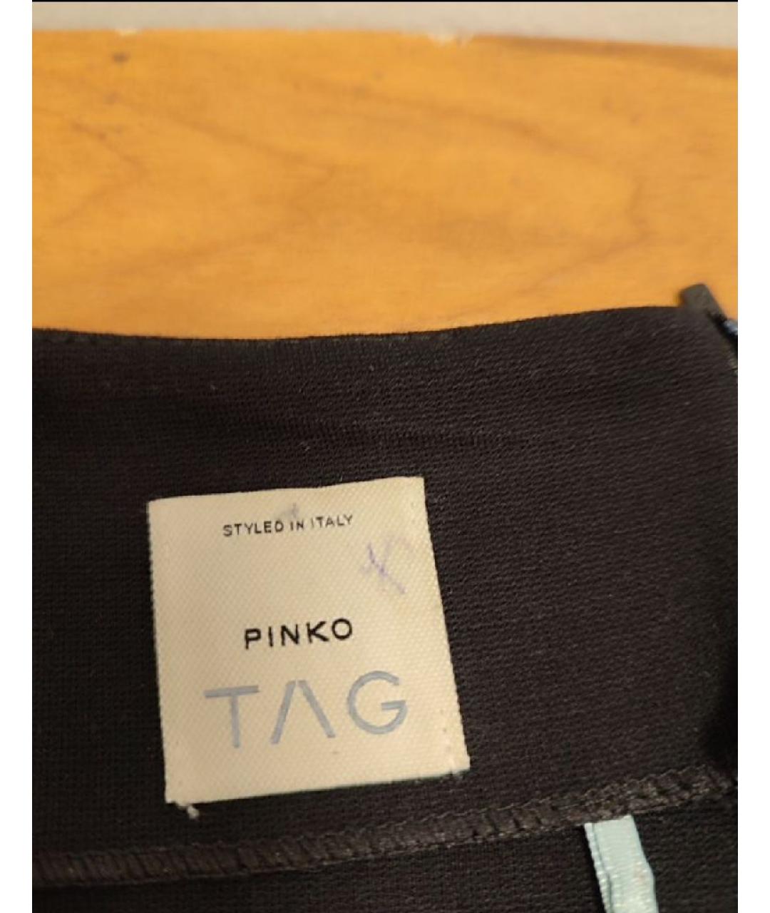 PINKO Черная кожаная юбка мини, фото 3