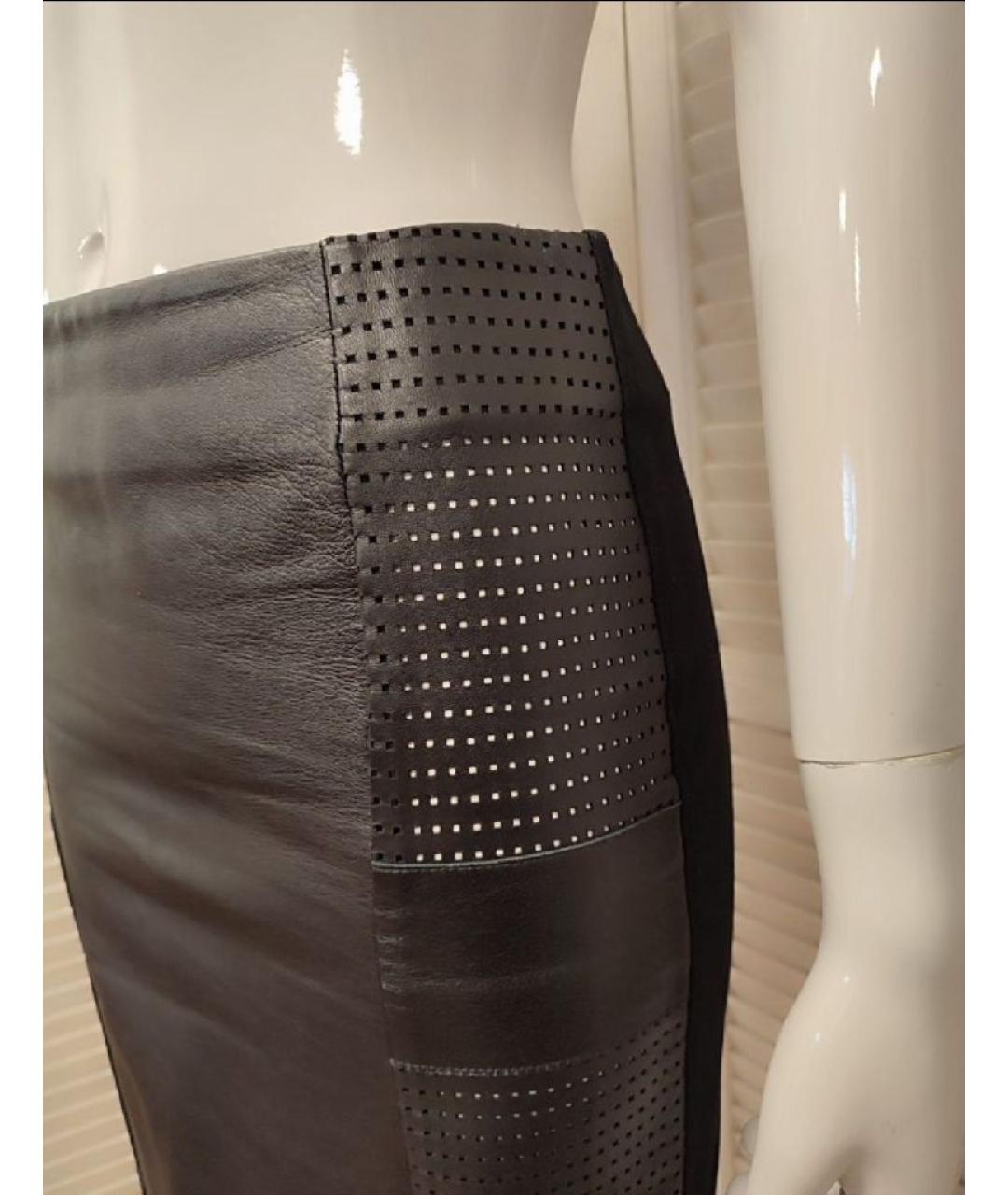 PINKO Черная кожаная юбка мини, фото 5
