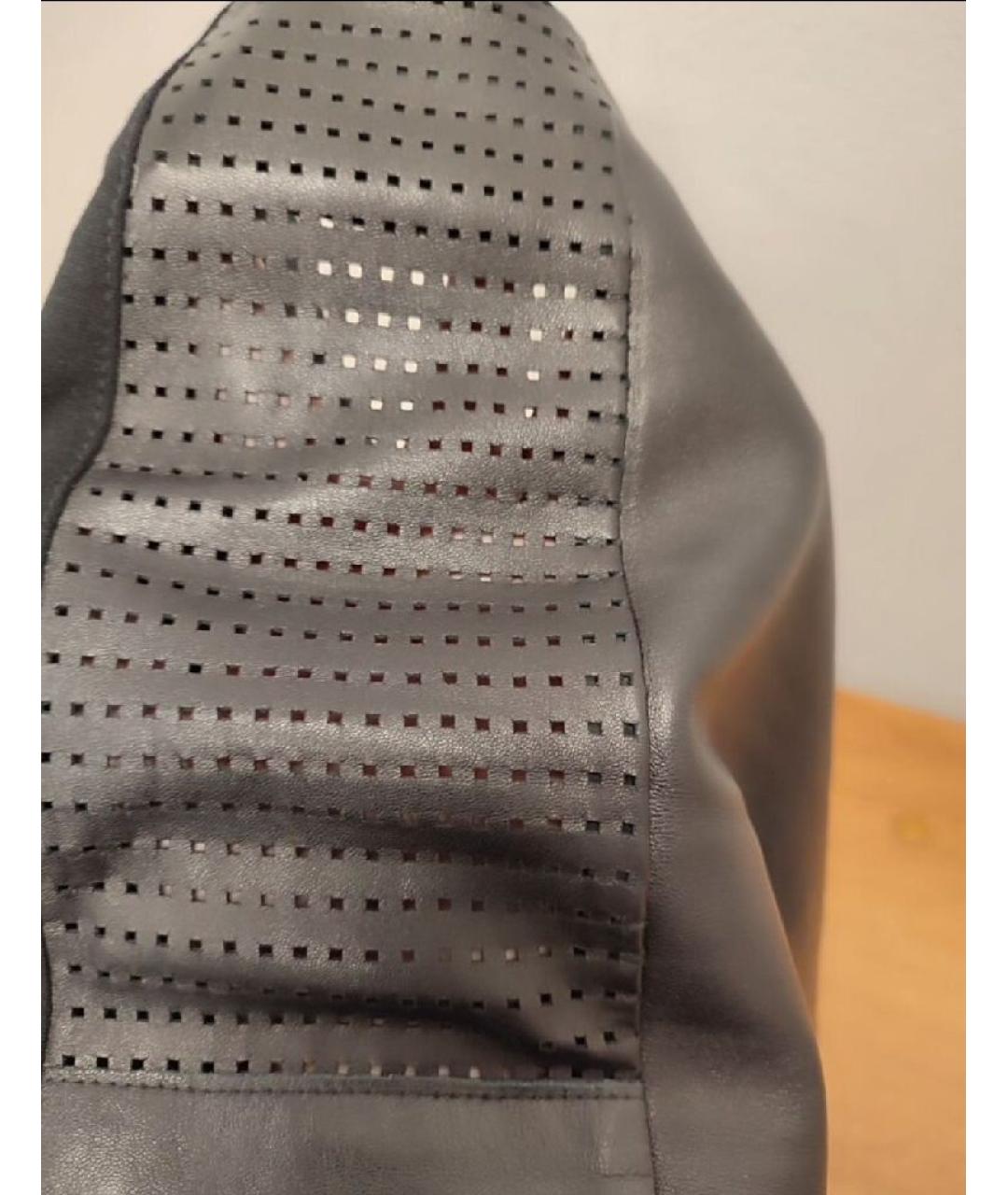 PINKO Черная кожаная юбка мини, фото 9