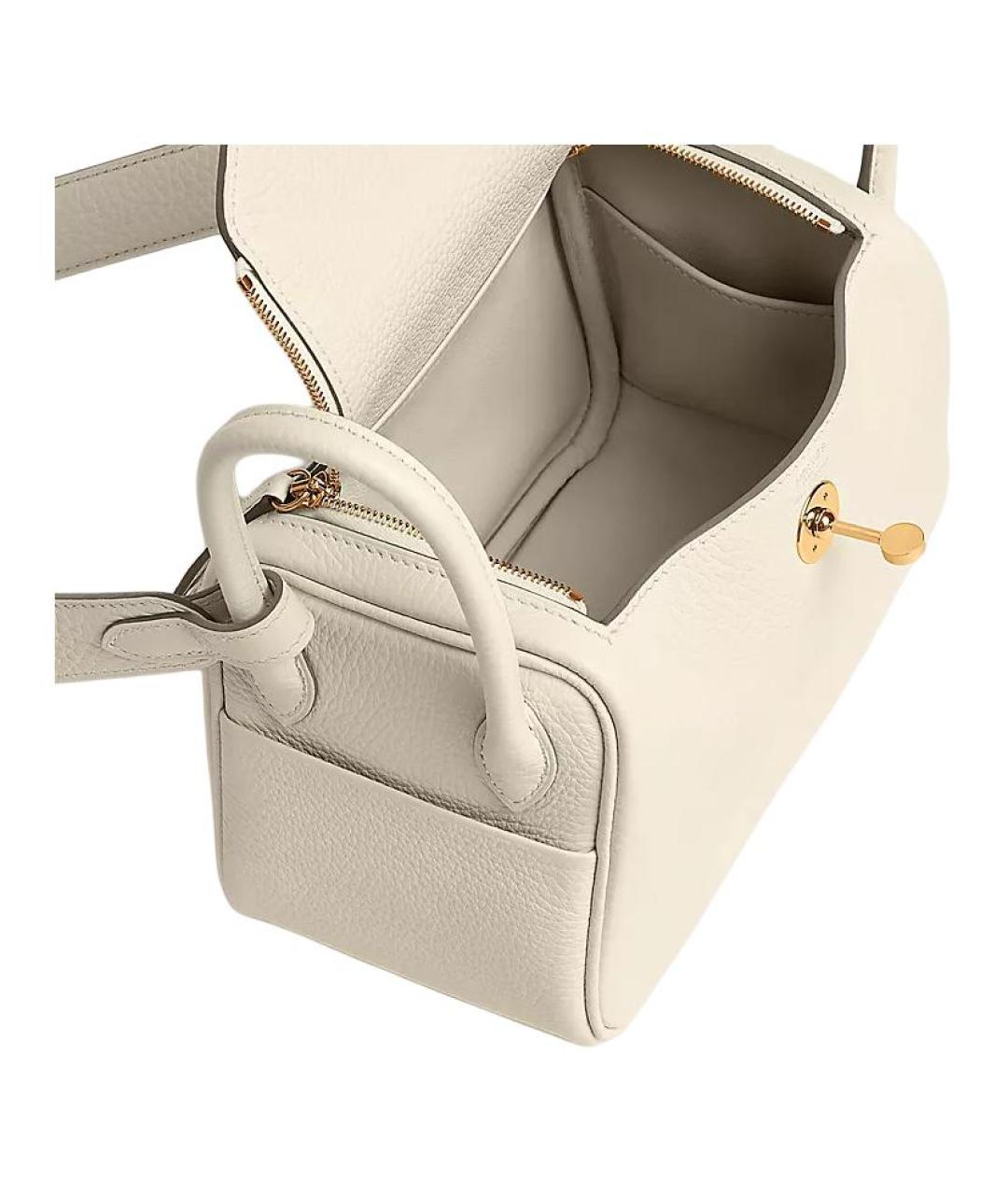 HERMES Белая кожаная сумка через плечо, фото 3