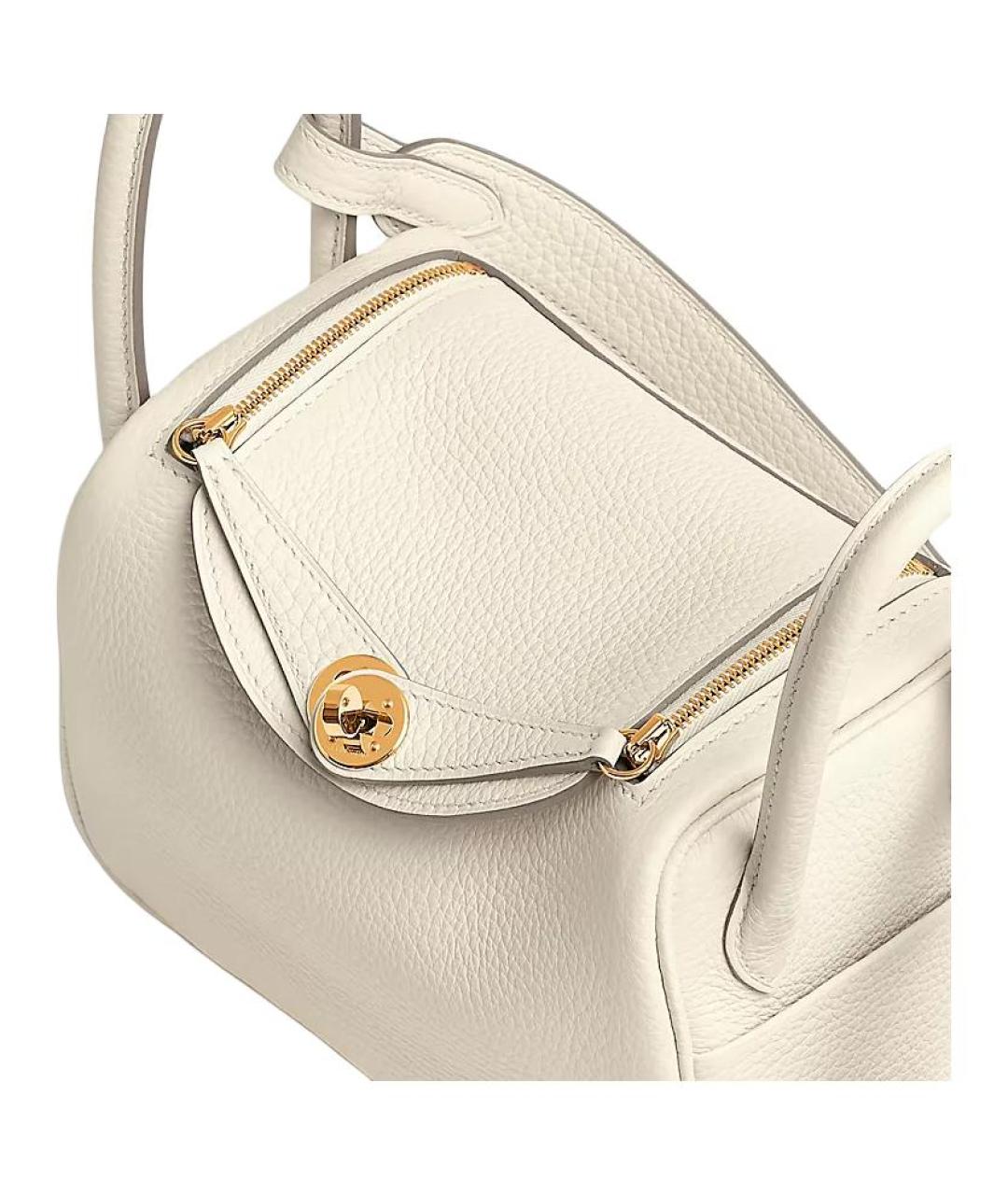 HERMES Белая кожаная сумка через плечо, фото 4