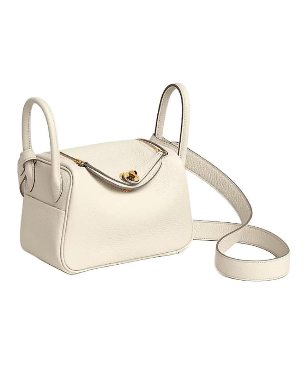 HERMES Белая кожаная сумка через плечо, фото 2