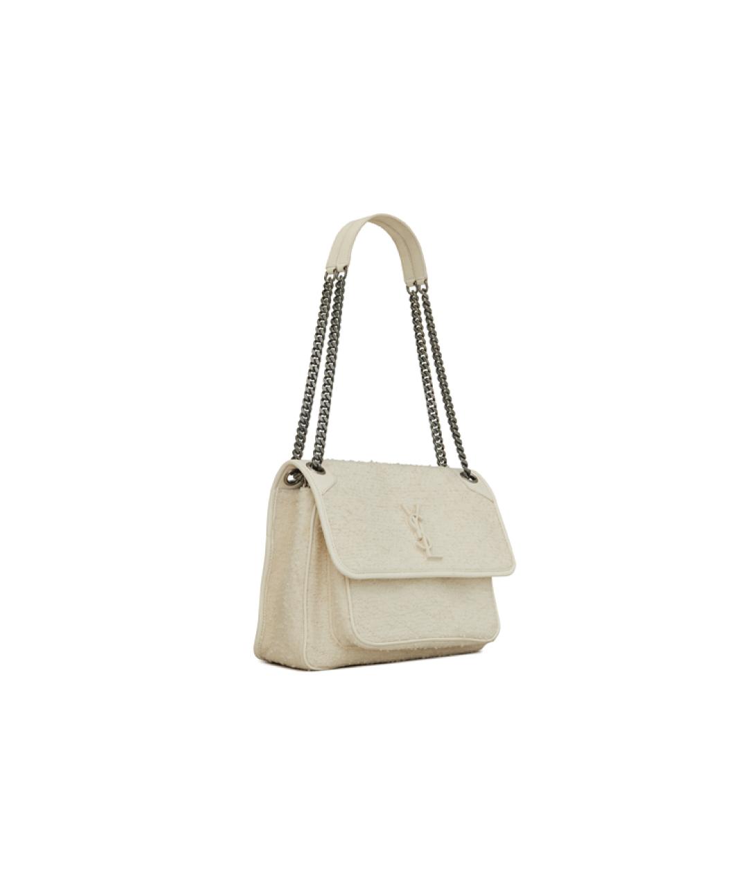 SAINT LAURENT Бежевая кожаная сумка через плечо, фото 3
