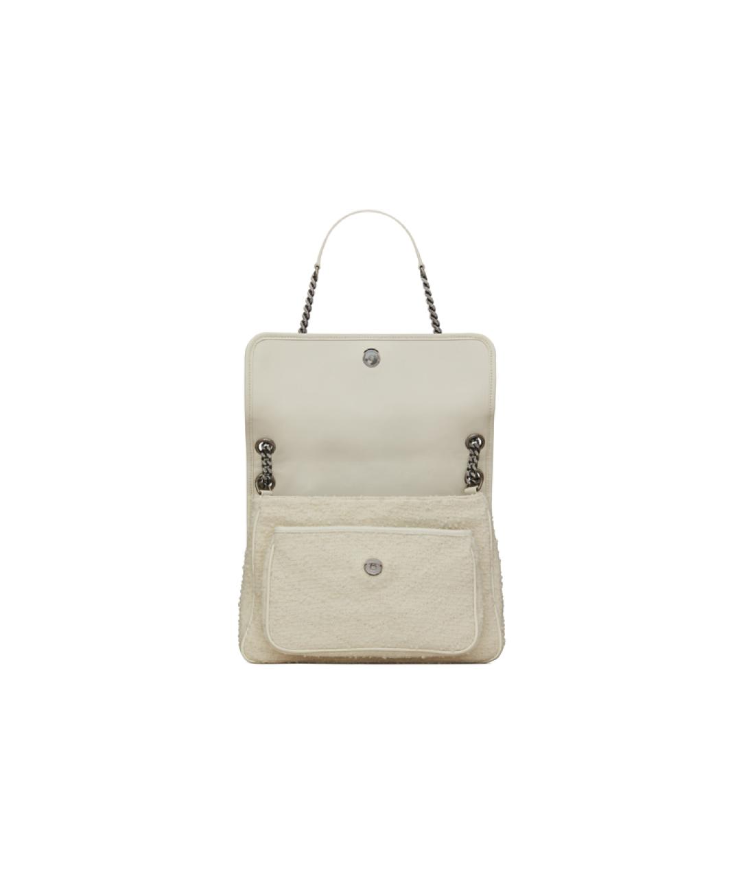 SAINT LAURENT Бежевая кожаная сумка через плечо, фото 5