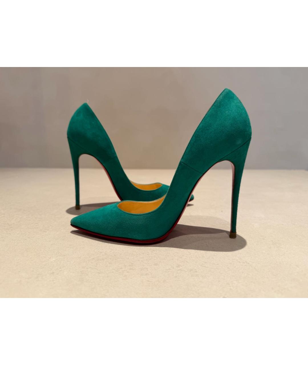 CHRISTIAN LOUBOUTIN Зеленые замшевые туфли, фото 3