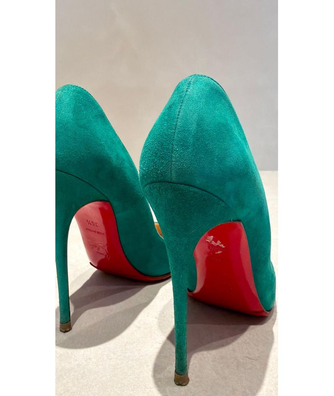 CHRISTIAN LOUBOUTIN Зеленые замшевые туфли, фото 8