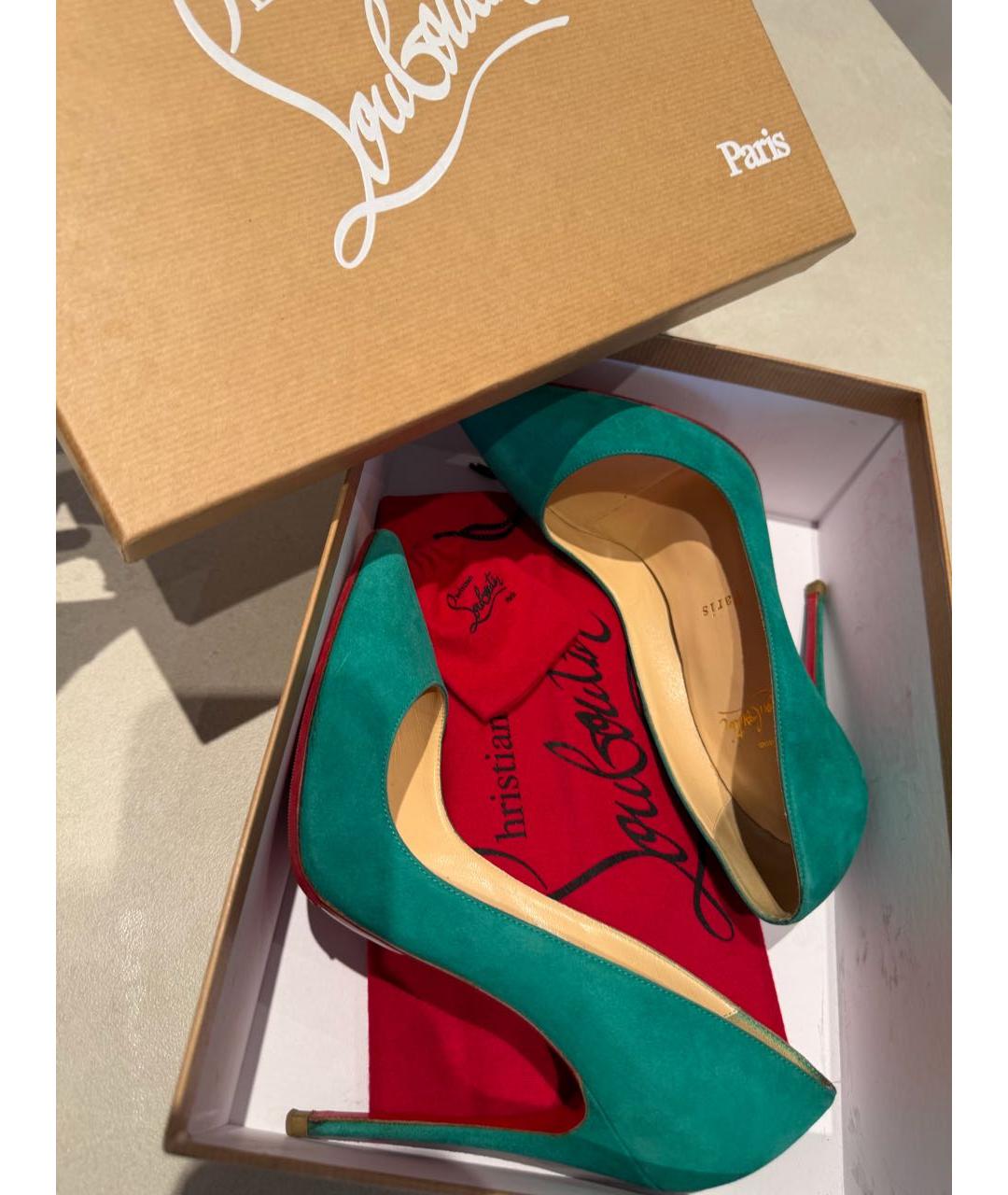 CHRISTIAN LOUBOUTIN Зеленые замшевые туфли, фото 6