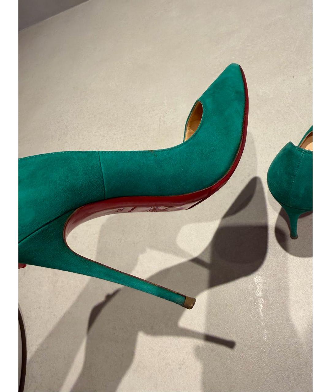 CHRISTIAN LOUBOUTIN Зеленые замшевые туфли, фото 7