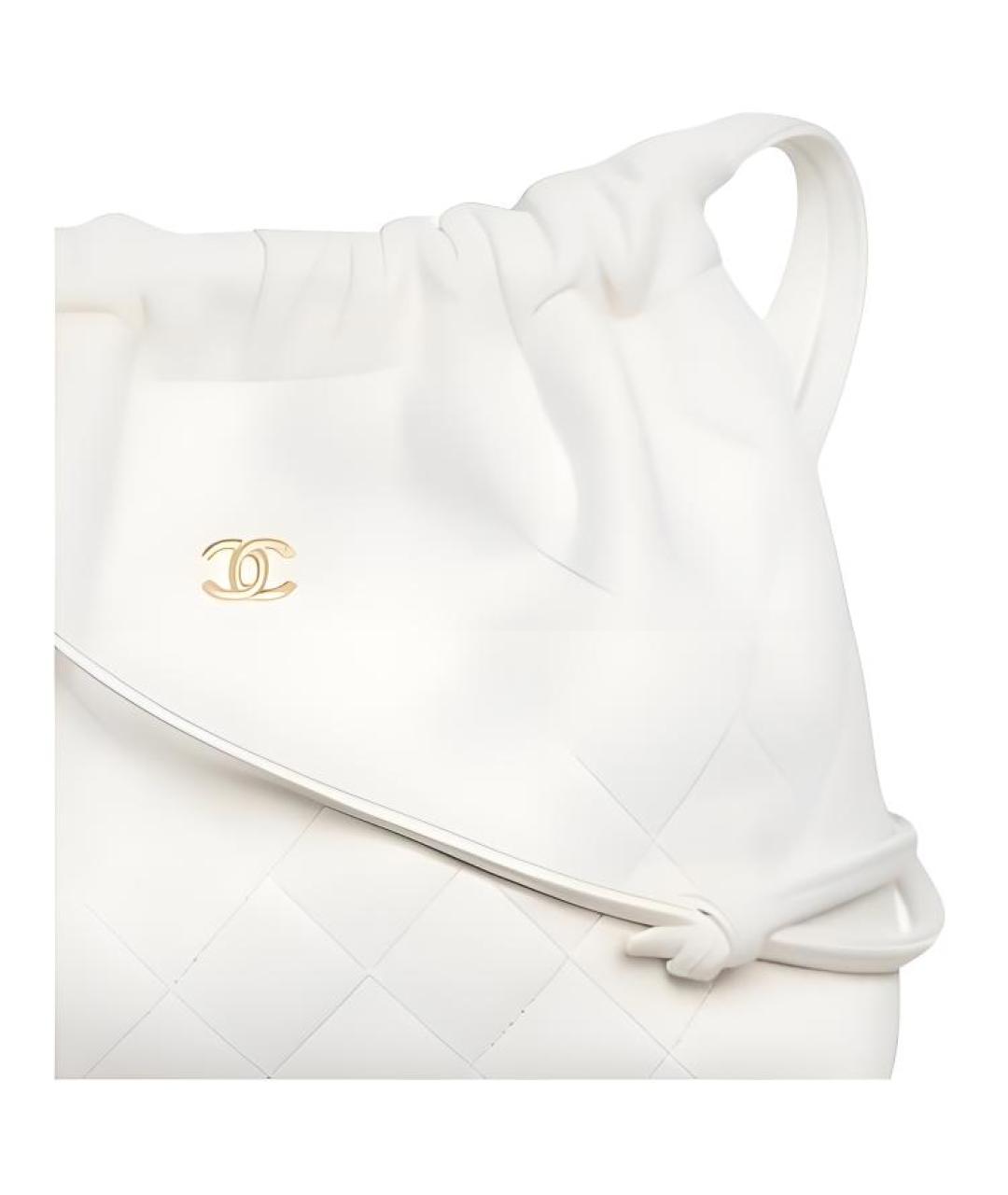 CHANEL Белая кожаная сумка через плечо, фото 2