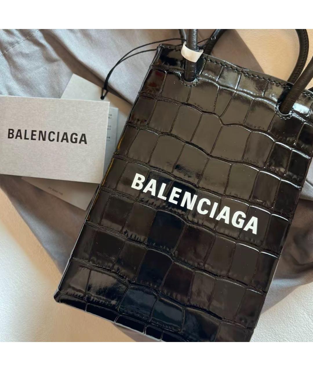 BALENCIAGA Черная сумка через плечо из лакированной кожи, фото 3