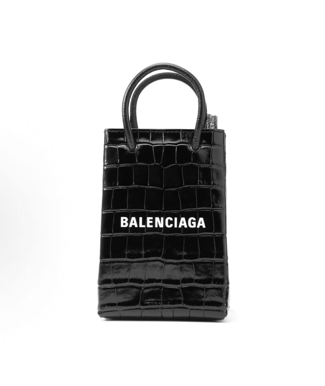 BALENCIAGA Черная сумка через плечо из лакированной кожи, фото 5
