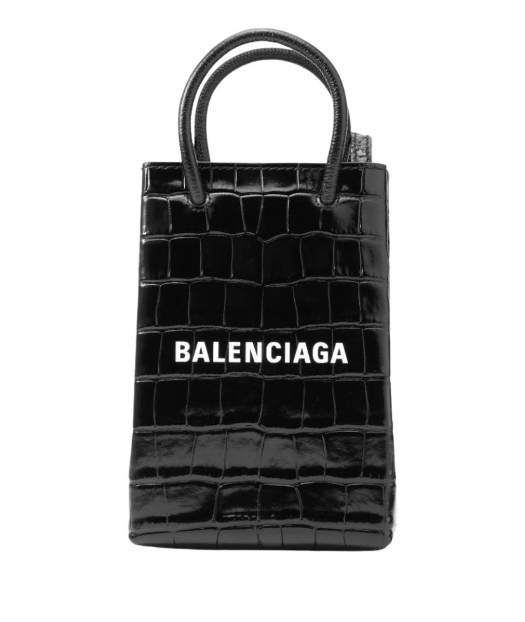 BALENCIAGA Черная сумка через плечо из лакированной кожи, фото 1