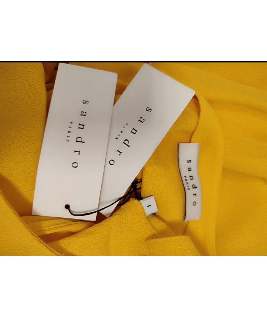 SANDRO Желтое вискозное повседневное платье, фото 3