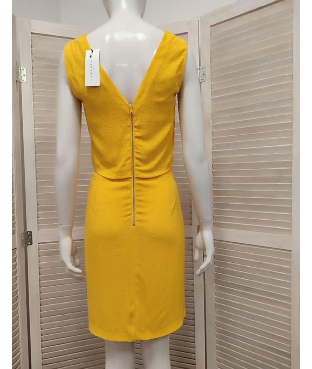 SANDRO Желтое вискозное повседневное платье, фото 2