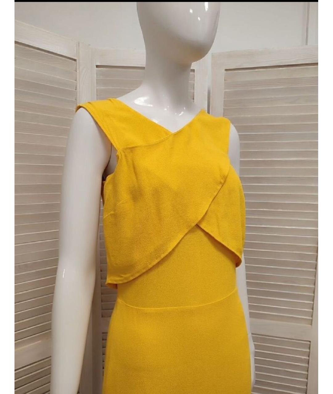 SANDRO Желтое вискозное повседневное платье, фото 5