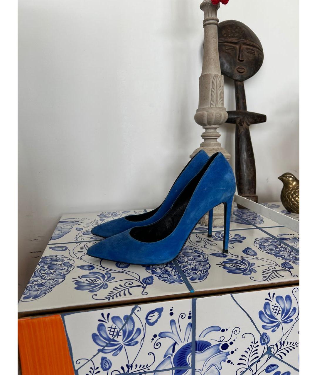 SAINT LAURENT Синие замшевые туфли, фото 5