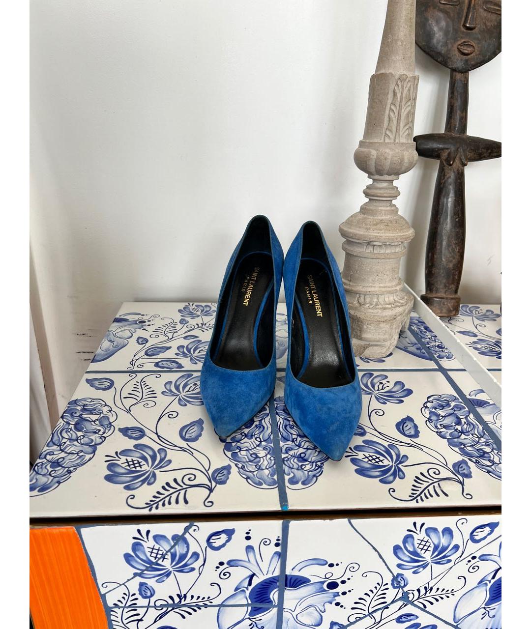 SAINT LAURENT Синие замшевые туфли, фото 2