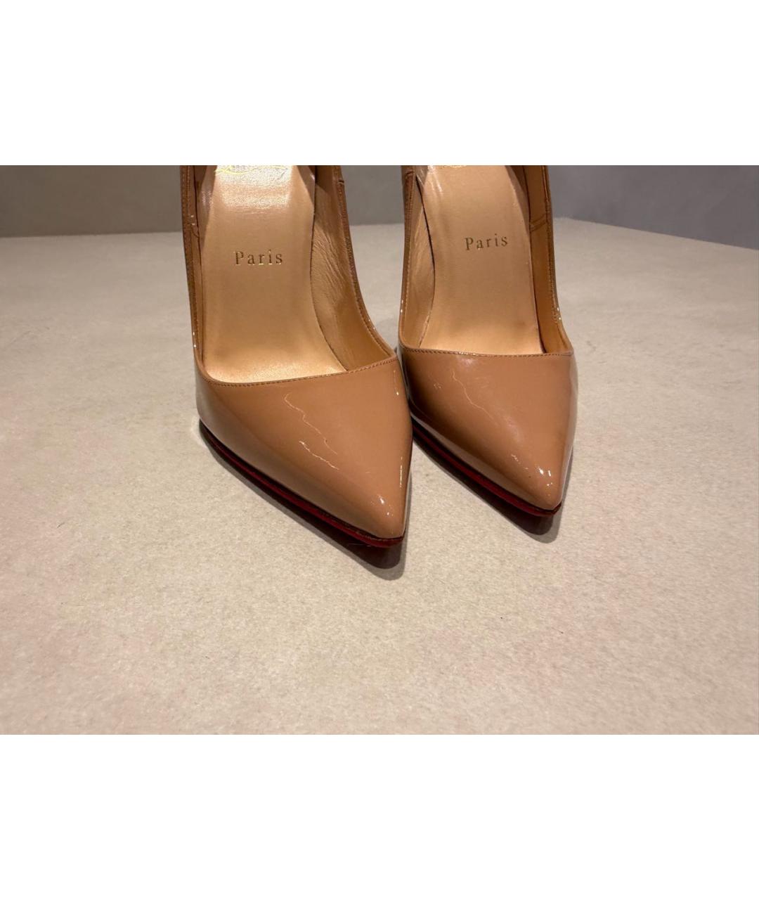 CHRISTIAN LOUBOUTIN Бежевые туфли из лакированной кожи, фото 5