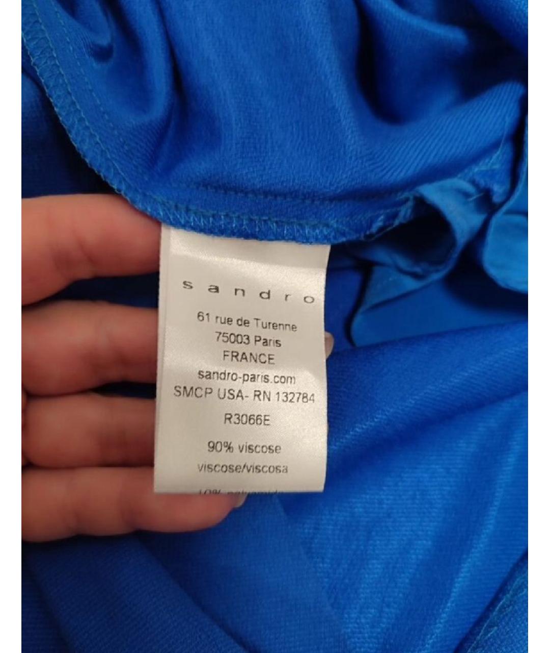 SANDRO Синее вискозное повседневное платье, фото 8