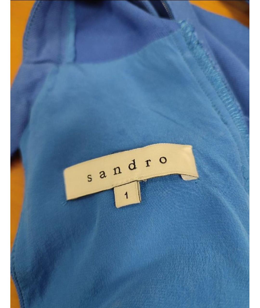 SANDRO Синее вискозное повседневное платье, фото 3